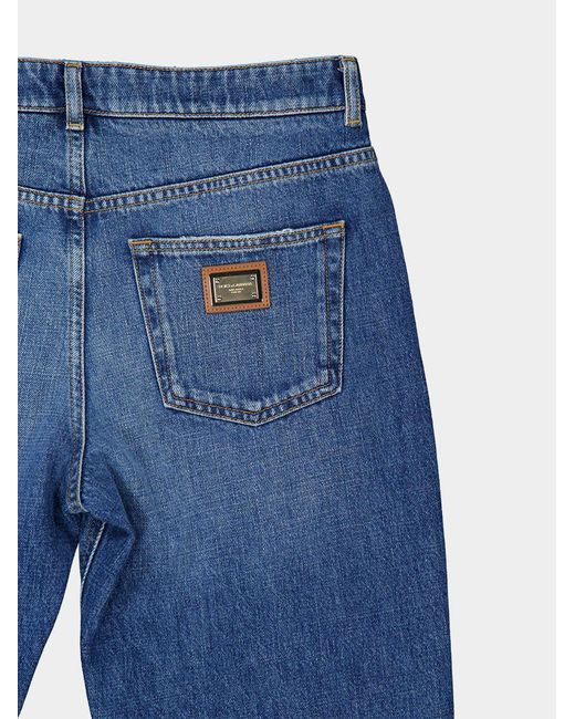 Dolce & Gabbana Blue Wide-Leg Mid-Rise Jeans