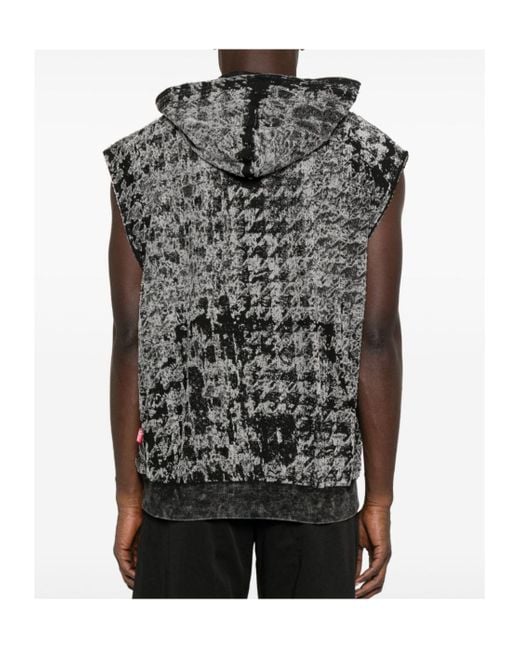 DIESEL Black Kangaroo Pocket Hooded Vest for men