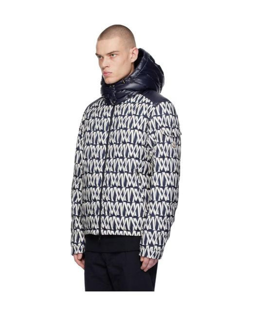 Moncler White All-Over Logo Reversible Puffer Jacket for men