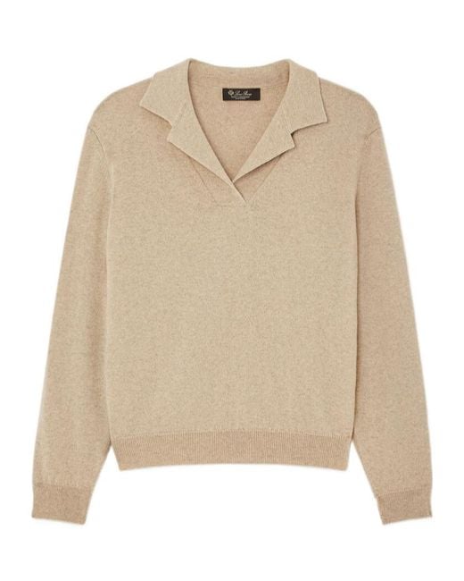 Loro Piana Natural Arona Knitted Polo Shirt