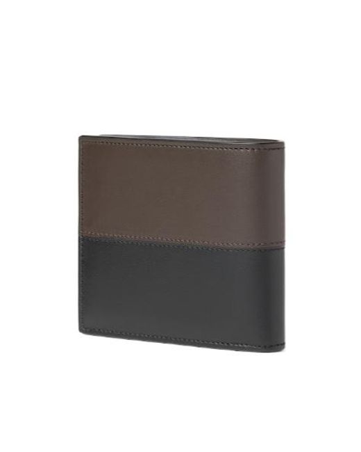 Fendi Gray Two-Tone And Ebony Leather Bi-Fold Wallet for men