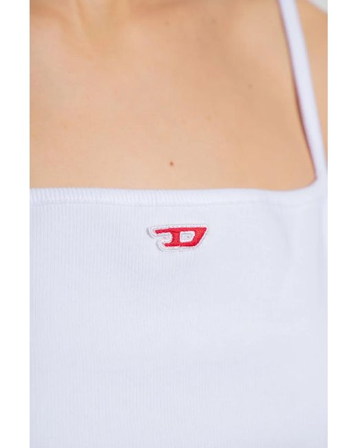 DIESEL White T-Hop-D Logo Embroidered Cami Top