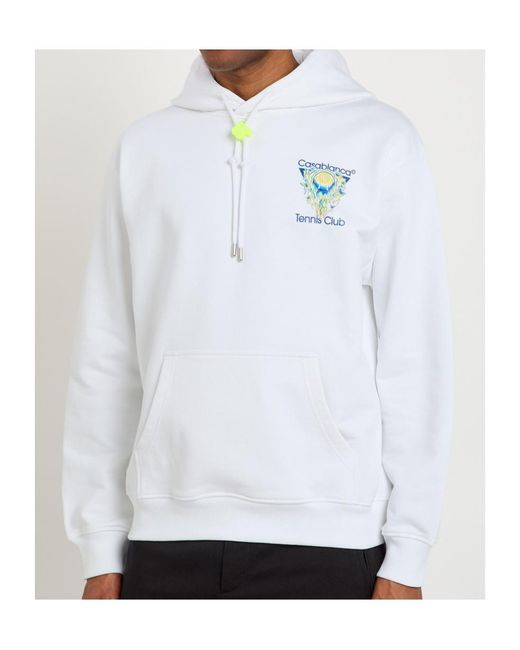 Casablanca White Tennis Club Logo-Print Hooded Cotton Sweatshirt for men