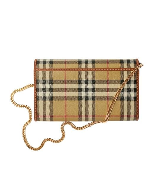Burberry White Checked Chain-Linked Shoulder Bag