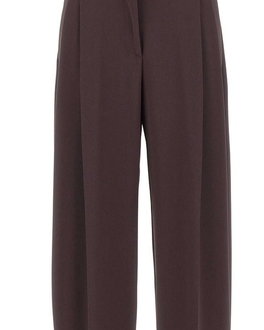 ANDAMANE Purple Casual Trousers With Belt Loops