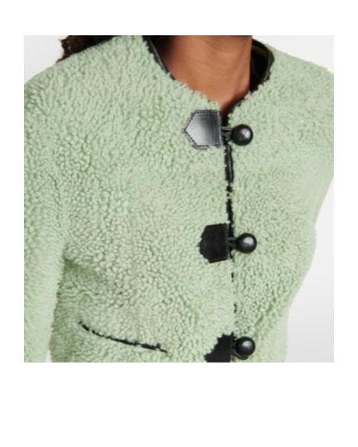 Blancha Green Leather-Trimmed Shearling Jacket