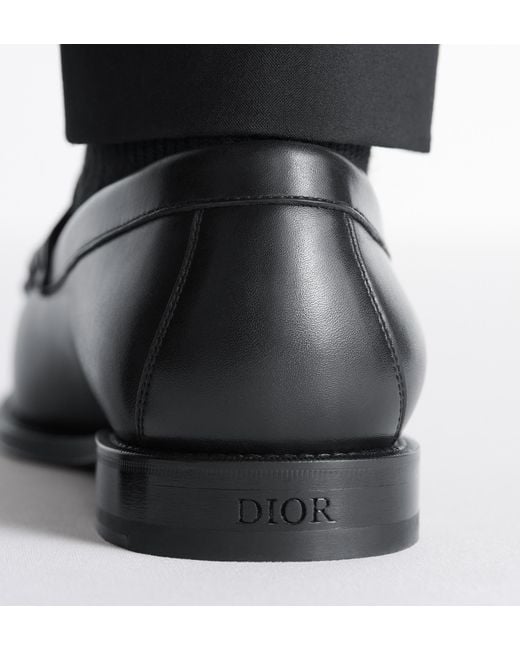 Dior Black Homme Logo Embossed Loafers for men