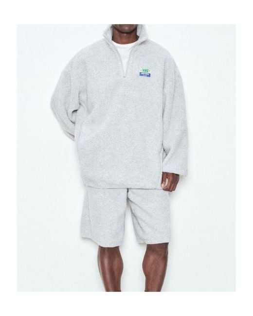 American Vintage Gray Half Zip Fleece Sweatshirt for men
