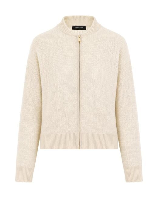 Fabiana Filippi Natural Zip-Up Waffle-Knit Cardigan