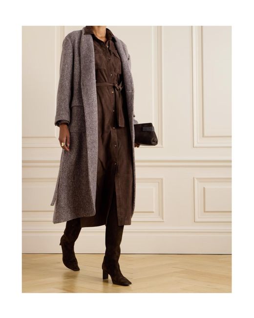 Brunello Cucinelli Brown Single-Breasted Belted Coat