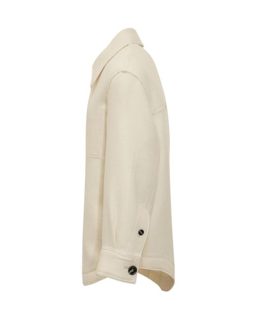 AMI White Ami Alexandre Mattiussi Overshirt In Ivory Wool for men