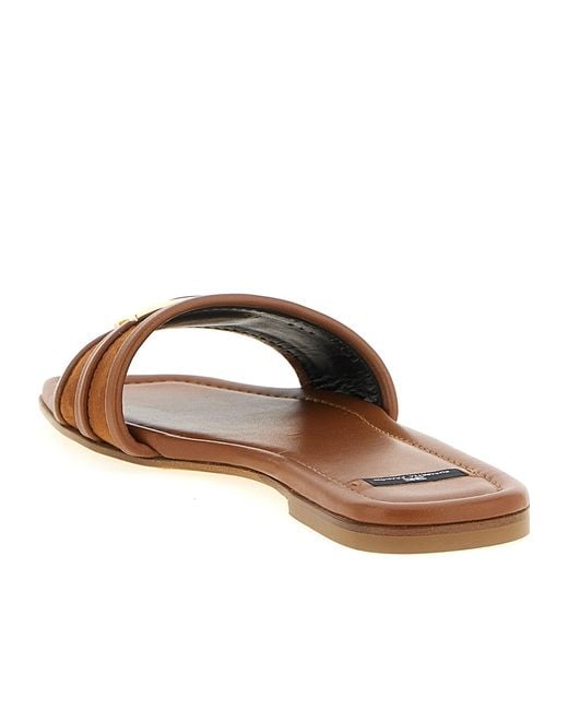 Elisabetta Franchi Brown Logo Plaque Slip-On Slides