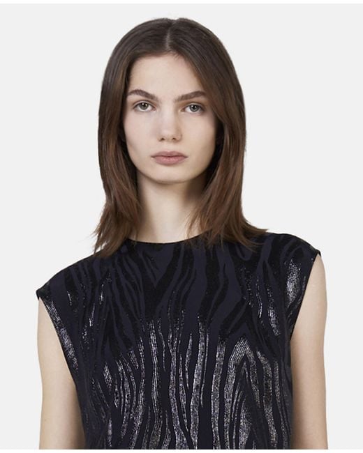 Stella McCartney Black Woodgrain Print Lurex Tank Top