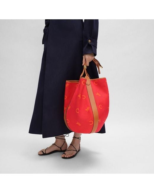 Céline Red Large Drop Bucket Bag