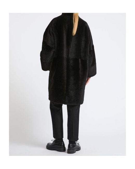 Yves Salomon Black Oversized Shearling Coat