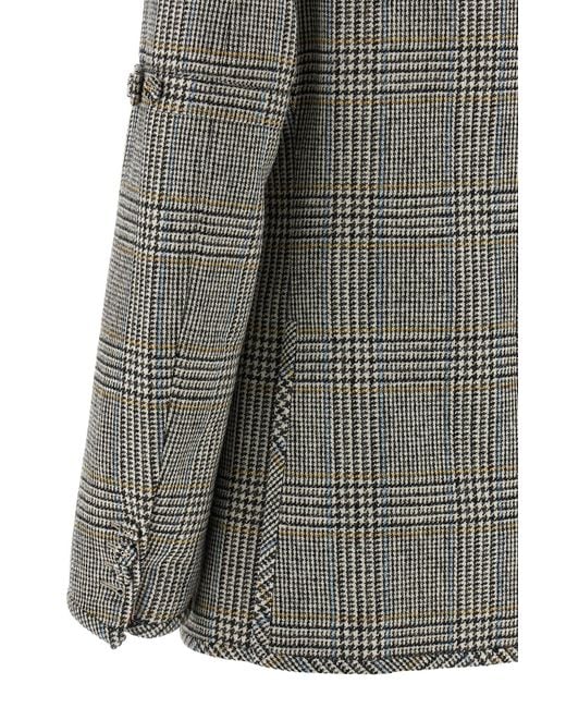 Thom Browne Gray Checked Single-Breasted Blazer