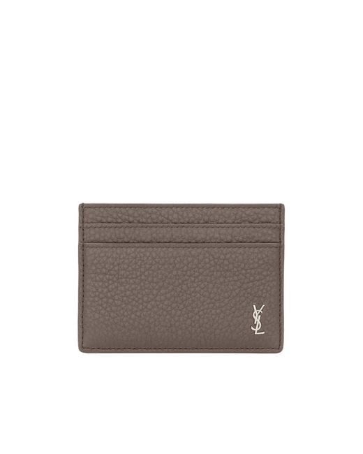 Saint Laurent Gray Tiny Cassandre Card Case for men