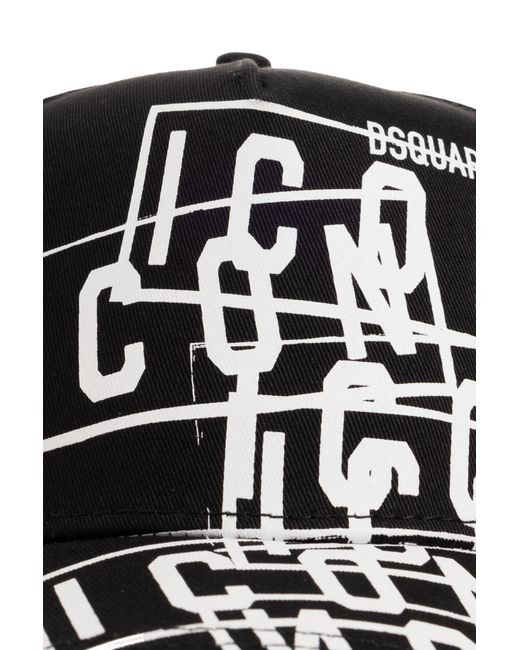DSquared² Black Logo Printed Baseball Cap for men