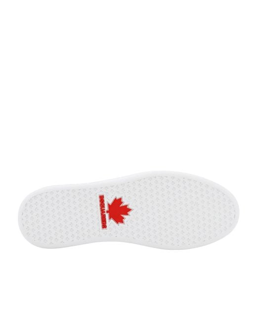 DSquared² White Round Toe Low-Top Sneakers for men