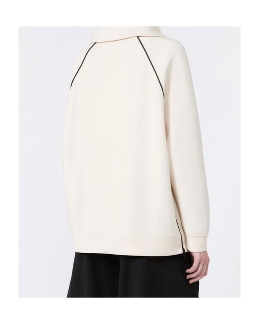 Weekend by Maxmara White Ballata Half-Zip Contrast-Piping Sweatshirt