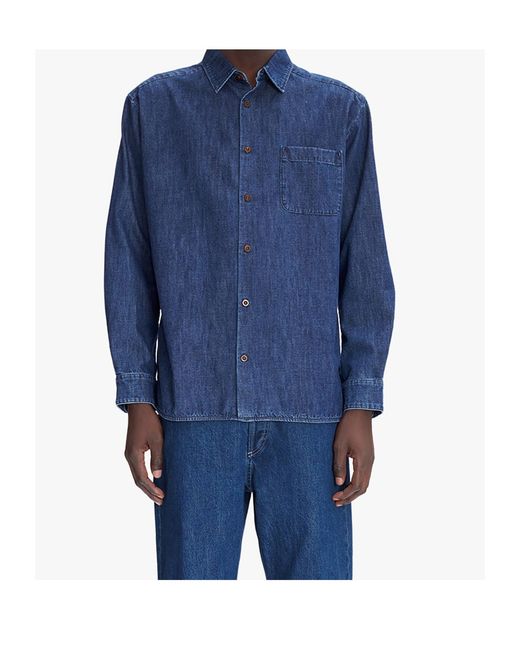 A.P.C. Blue Regular Fit Buttoned Shirt for men