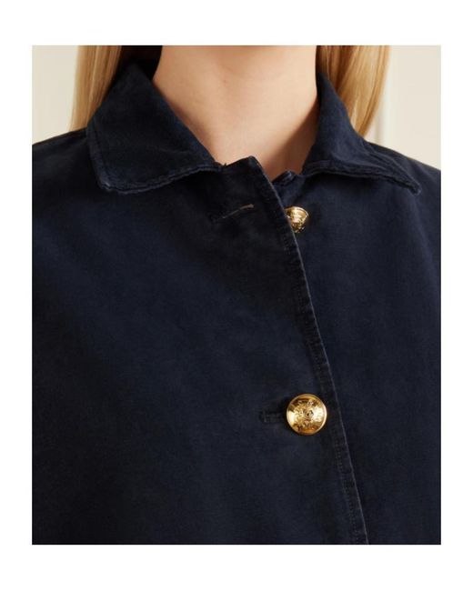 Nili Lotan Blue Devin Corduroy-Trimmed Cotton-Canvas Jacket