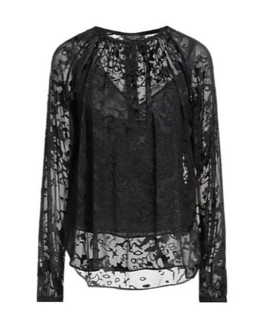 Rag & Bone Black Solid-Color Georgette Top
