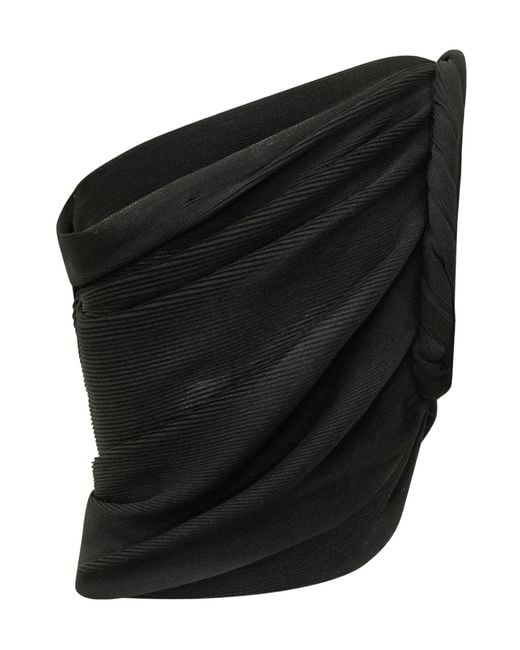 Alberta Ferretti Black Draped Strapless Top