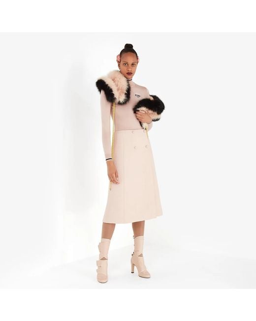 Fendi Pink Quilted-Finish A-Line Midi Skirt