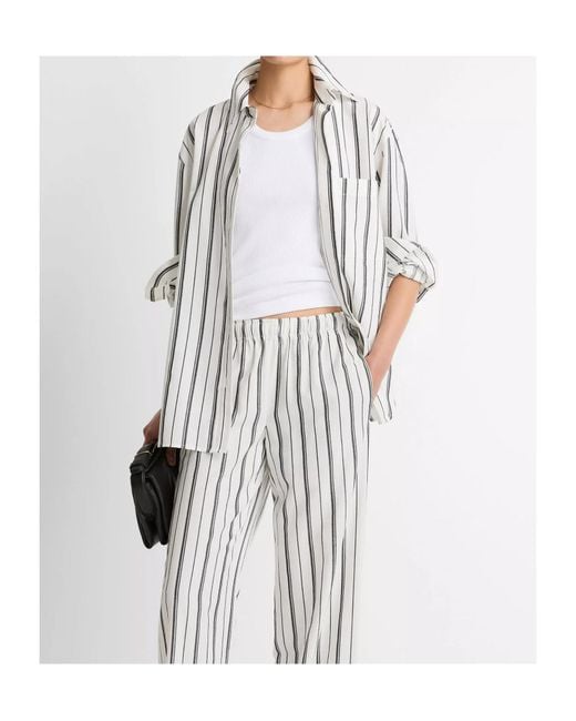 Vince White Striped Pocket Shirt