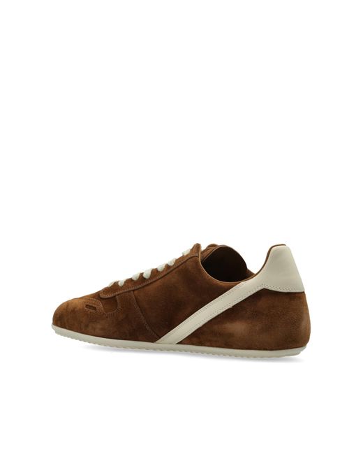 Rick Owens Brown Leather-Trimmed Suede Sneakers