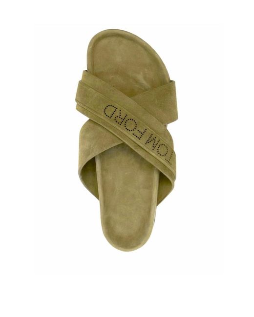 Tom Ford Green Crossover-Strap Sandals for men