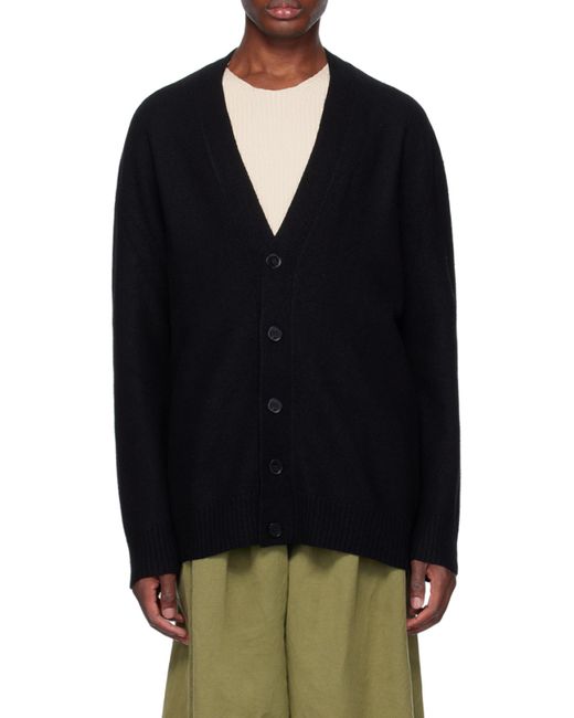 Jil Sander Black V-Neck Button-Down Cardigan for men