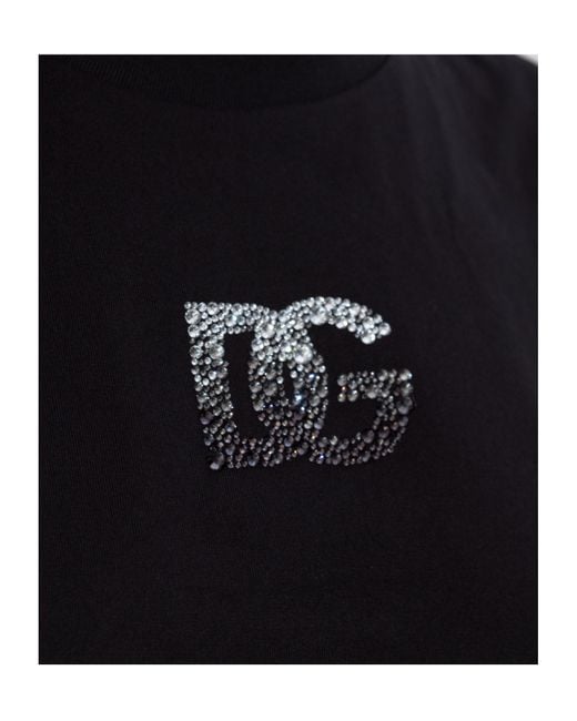 Dolce & Gabbana Black Dg Logo Embellished Crewneck T-Shirt