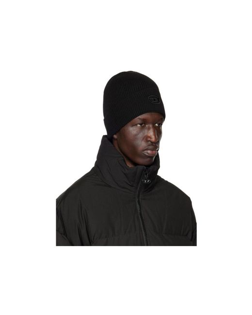 DIESEL Black K-Coder-Fully B Logo Embroidered Beanie for men