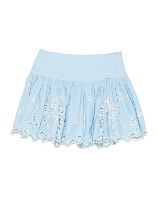 ALÉMAIS Blue Maizy Scalloped-Trim Mini Skirt