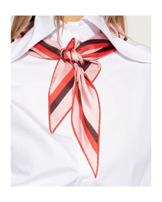 McQueen Red College Stripe Losange Scarf