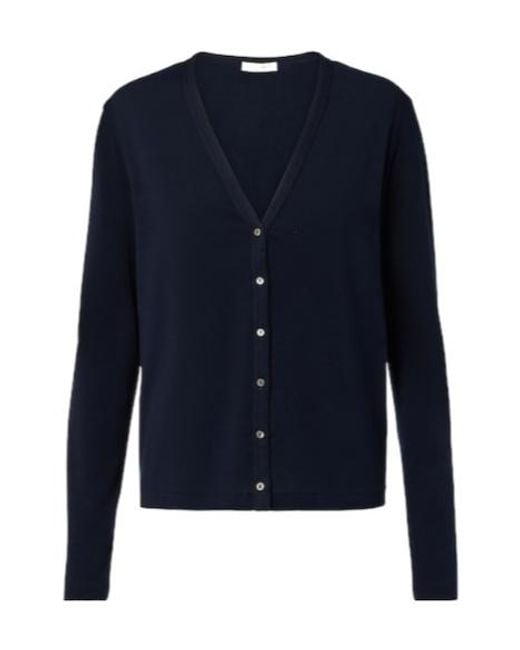 The Row Blue Cresp Ribbed Knit Cardigan