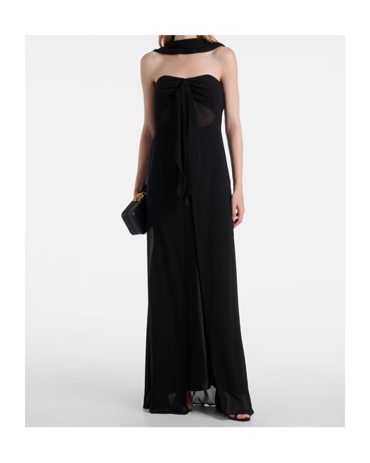 Christopher Esber Black Reverse Draped Silk Gown