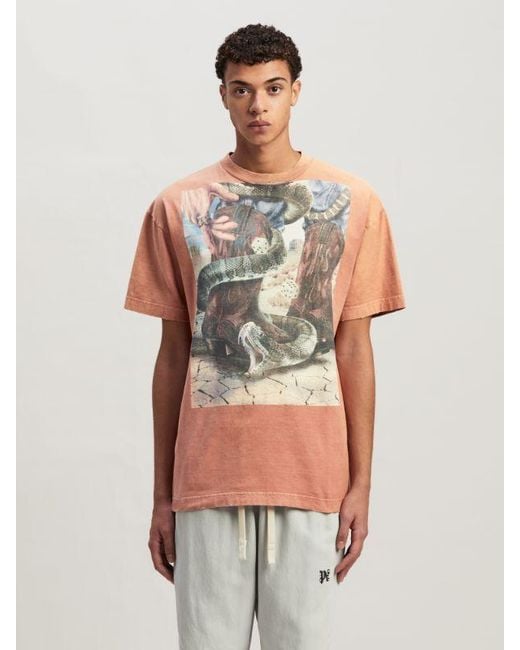 Palm Angels Gray Graphic Printed Crewneck T-Shirt for men