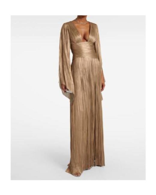 Maria Lucia Hohan Natural Alana Pleated Silk Tulle Gown