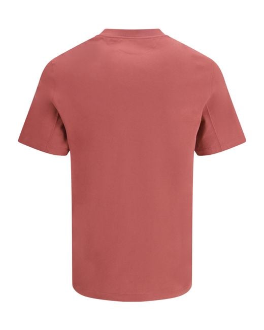 Brunello Cucinelli Red Logo Printed Crewneck T-Shirt for men