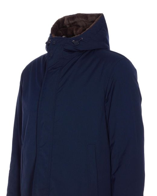 Herno Blue Hooded Padded Coat for men