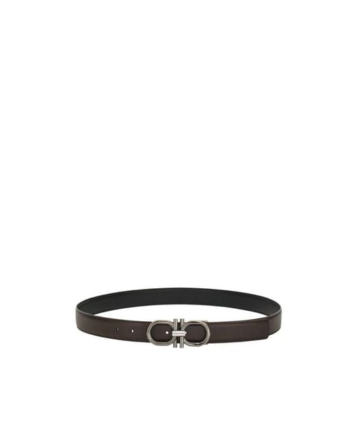 Ferragamo White Gancini-Buckle Leather Belt for men