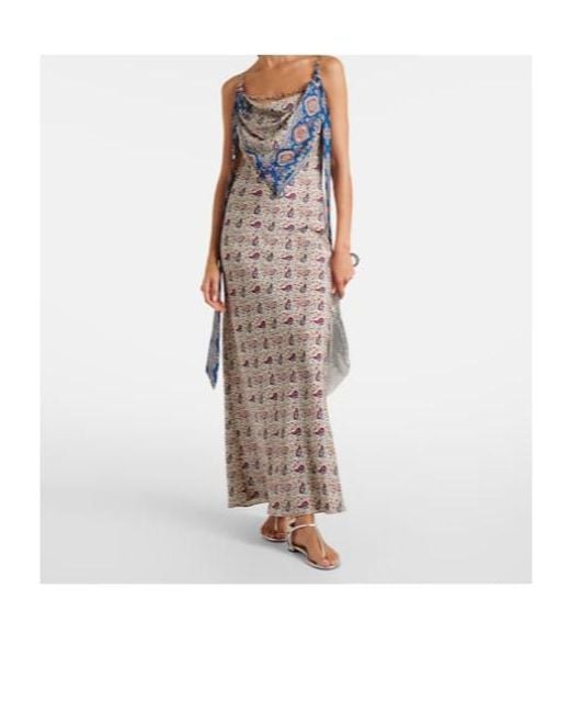 Rabanne White Paisley Scarf-Detail Satin Slip Dress