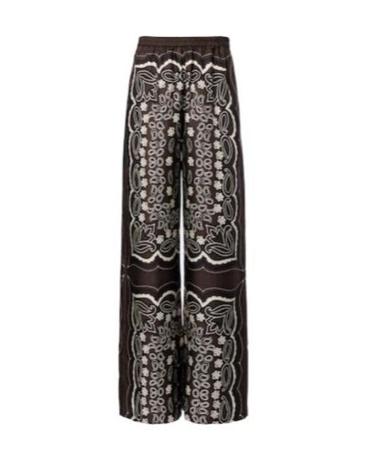 Nili Lotan Black Morgan Printed Silk Twill Wide-Leg Pants