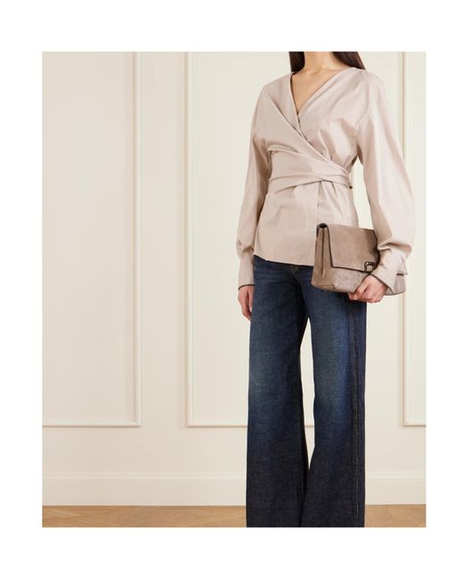 Brunello Cucinelli Natural Flap Clutch
