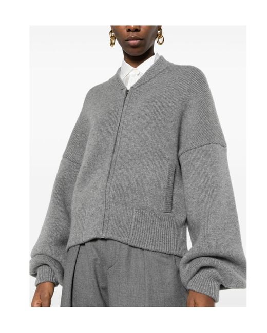 Khaite Gray Rhea Long-Sleeved Zipped Cardigan