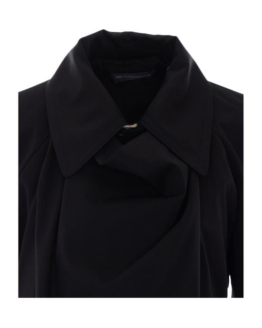 Ann Demeulemeester Black Reppa Asymmetric Trench Coat