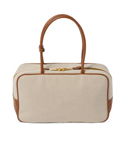 Miu Miu Natural Beau Canvas And Leather Bag